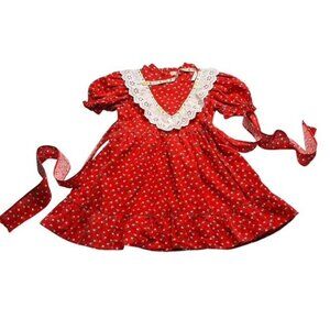 Vintage Red Floral Handmade Toddler Dress